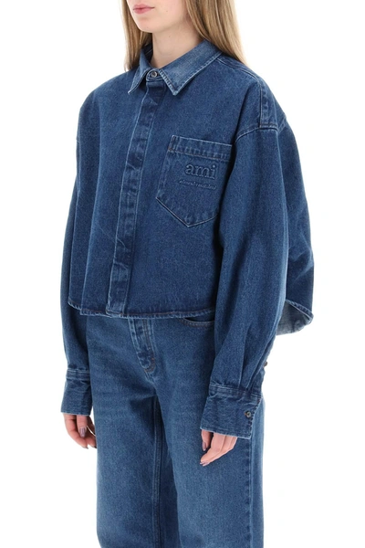 Shop Ami Alexandre Mattiussi Ami Alexandre Matiussi Boxy Denim Overshirt With