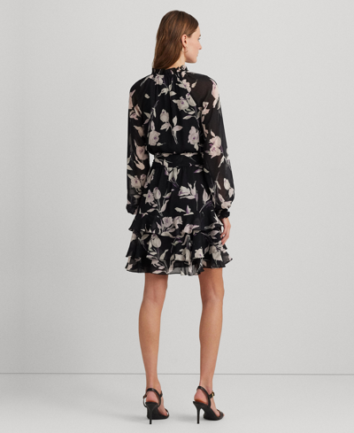 Shop Lauren Ralph Lauren Women's Floral Fit & Flare Dress, Regular & Petite In Black Multi