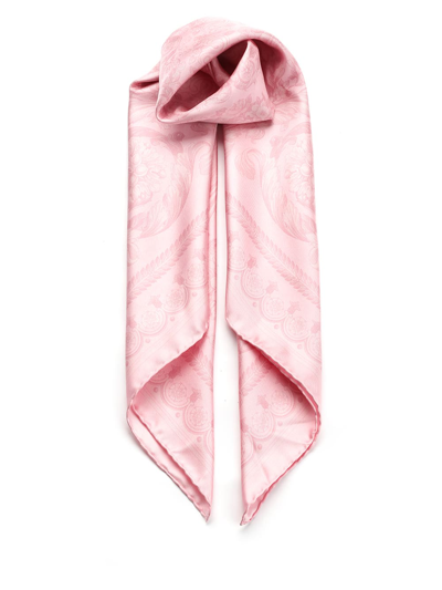Shop Versace Silk Twill Scarf In Rose