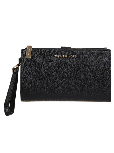 Shop Michael Kors Double Zip Wristlet Adele Wallet In Black