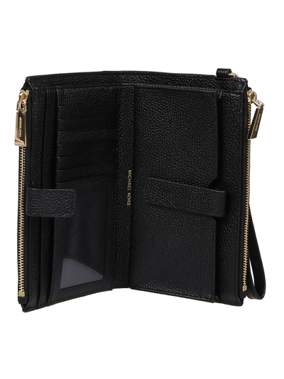Shop Michael Kors Double Zip Wristlet Adele Wallet In Black