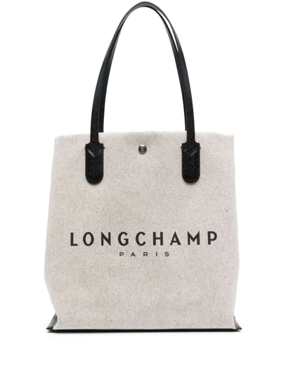 Shop Longchamp Essential Toile In Ecru