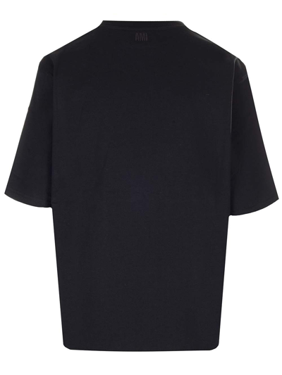 Shop Ami Alexandre Mattiussi Logo Detail Plain T-shirt In Black