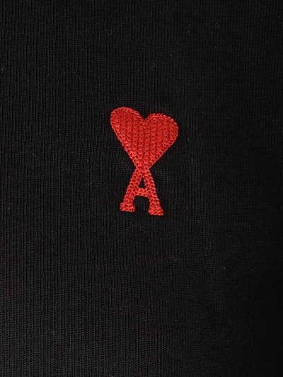Shop Ami Alexandre Mattiussi Logo Detail Plain T-shirt In Black