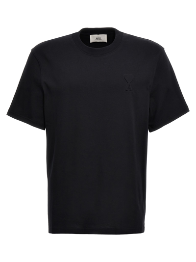 Shop Ami Alexandre Mattiussi Logo Embroidered T-shirt In Black