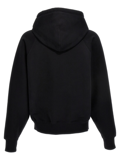 Shop Ami Alexandre Mattiussi Logo Embroidered Zip Hoodie In Black