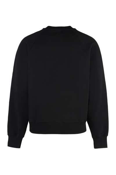Shop Ami Alexandre Mattiussi Rib Trim Logo Detail Sweatshirt In Black