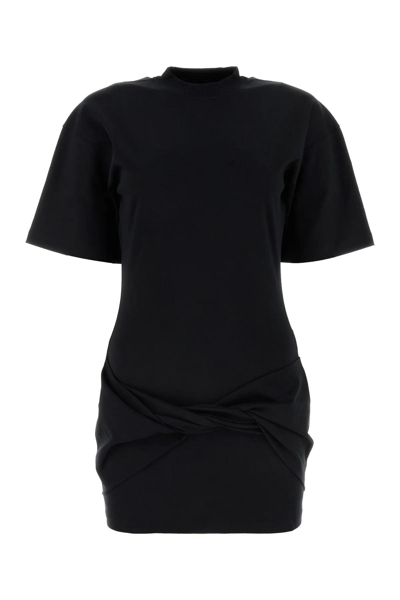Shop Off-white Black Cotton Mini Dress In Nero