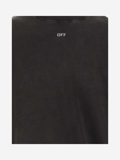 Shop Off-white Cotton Sweatshirt With Painted Print And Logo In Nero