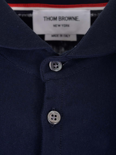 Shop Thom Browne Cotton Knit Polo Shirt In Navy