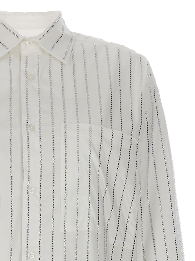 Shop Giuseppe Di Morabito Rhinestone Striped Shirt In White