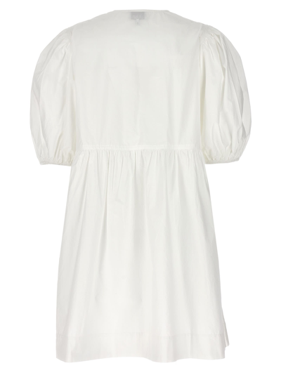 Shop Ganni Knot Poplin Dress In Bright White
