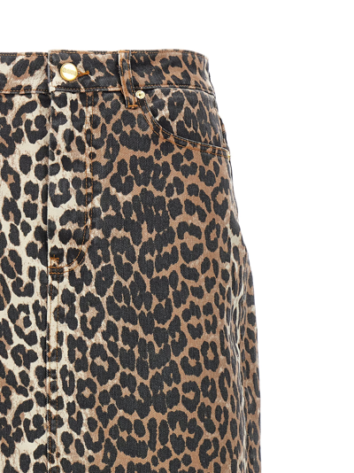 Shop Ganni Animal Print Long Skirt In Leopard