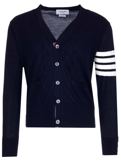 Shop Thom Browne 4bar Cardigan In Navy