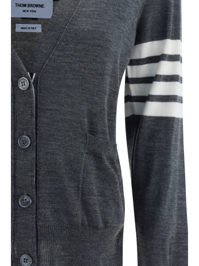 Shop Thom Browne Cardigan In Med Grey