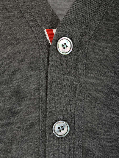 Shop Thom Browne Classic V-neck Cardigan In Med Grey