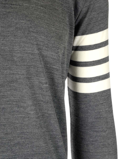 Shop Thom Browne Grey 4-bar Crewneck Sweater In Med Grey