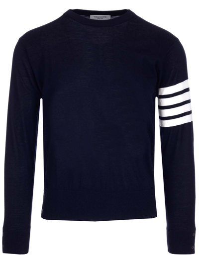 Shop Thom Browne Blue 4-bar Sweater In Navy
