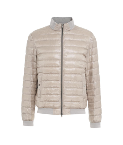 Shop Herno High-neck Quilted Bomber Padded Jacket In Grey