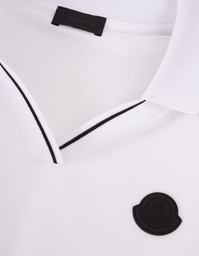 Shop Moncler White Polo Shirt With Iconic Felt