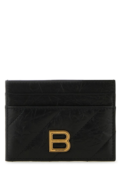 Shop Balenciaga Crush Card Holder In Black
