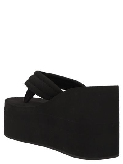 Shop Coperni Branded Wedge Sandals In Bla Black