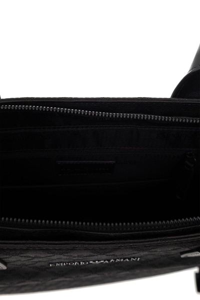 Shop Emporio Armani Shopper Bag With Monogram In Black/black/black