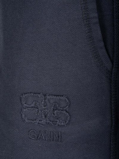 Shop Ganni Lightweight Fleece Shorts In Blue