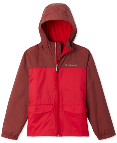 Shop Columbia Big Boys Rain-zilla Fleece-lined Full-zip Hooded Rain Jacket In Spice,mountain