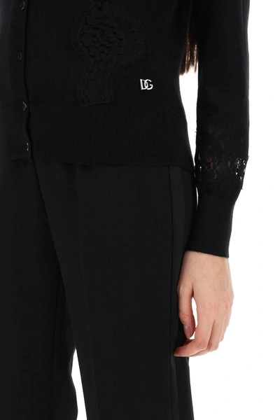Shop Dolce & Gabbana Lace Insert Cardigan With Eight