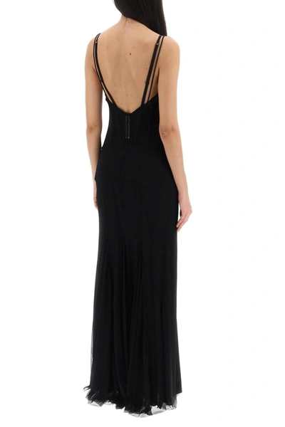 Shop Dolce & Gabbana Stretch Tulle Maxi Bustier Dress In