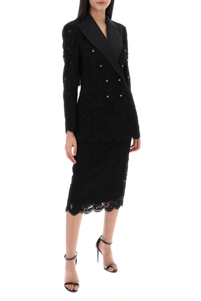 Shop Dolce & Gabbana Turlington Double Breasted Lace Blazer