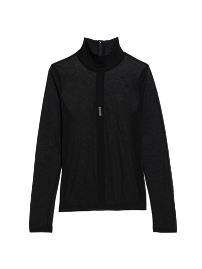 Shop Helmut Lang Women's Sheer Cotton Turtleneck Sweater In Black
