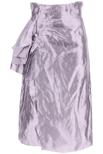 Shop Maison Margiela "metallic Satin Midi Wrap Skirt With