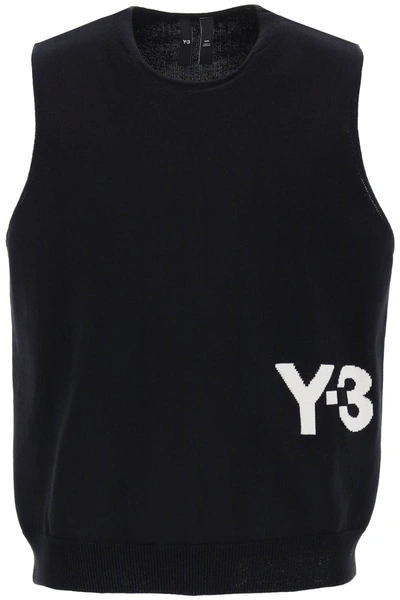 Shop Y-3 Knitted Logo Vest In Seven In Black