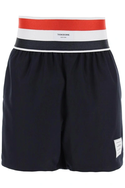 Shop Thom Browne Elastic Waistband Bermuda Shorts In