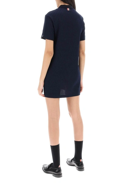 Shop Thom Browne Mini Jacquard Knit Polo Dress In