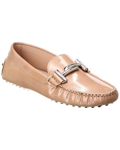 Shop Tod's Patent Loafer In Beige