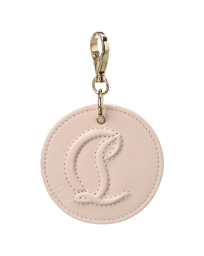 Shop Christian Louboutin Cl Logo Leather Bag Charm In Beige