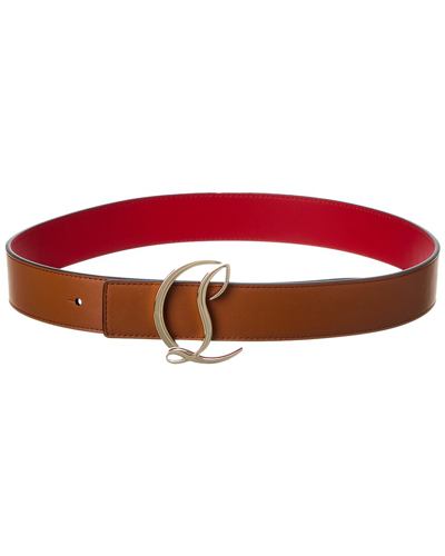 Shop Christian Louboutin Cl Logo Leather Belt In Brown