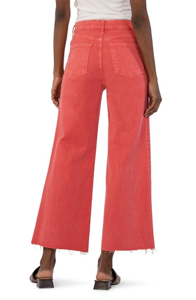 Shop Kut From The Kloth Meg Fab Ab Raw Hem High Waist Ankle Wide Leg Jeans In Strawberry
