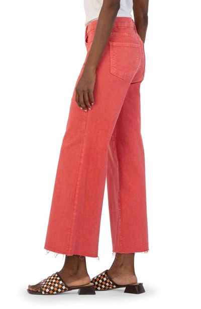 Shop Kut From The Kloth Meg Fab Ab Raw Hem High Waist Ankle Wide Leg Jeans In Strawberry