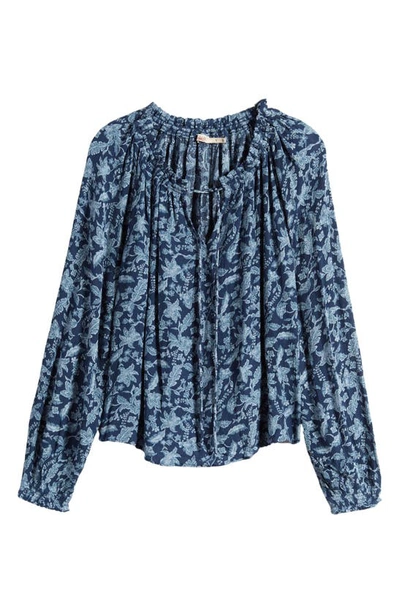 Shop Faherty Emery Print Blouse In Blue Esna