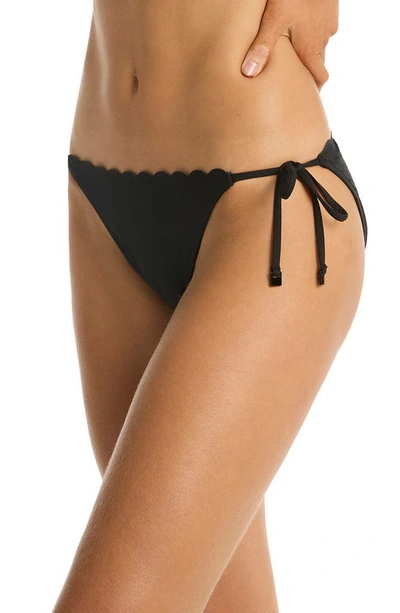 Shop Sea Level Scalloped Side Tie Bikini Bottoms In Black