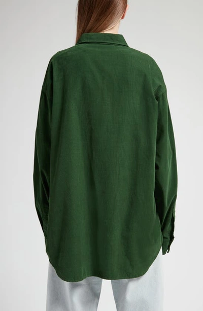 Shop The Row Penna Corduroy Button-up Shirt In Pine Green