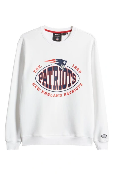 Shop Hugo Boss X Nfl Crewneck Sweatshirt In New England Patriots White