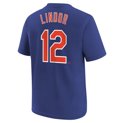 Shop Nike Youth  Francisco Lindor Royal New York Mets Home Player Name & Number T-shirt