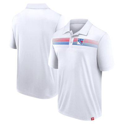 Shop Fanatics Branded White New York Rangers Victory For Us Interlock Polo