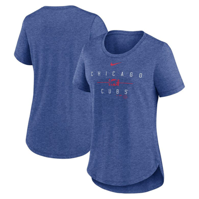 Shop Nike Heather Royal Chicago Cubs Knockout Team Stack Tri-blend T-shirt