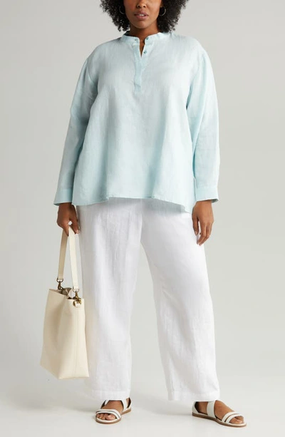 Shop Eileen Fisher Organic Linen Popover Top In Clear Water